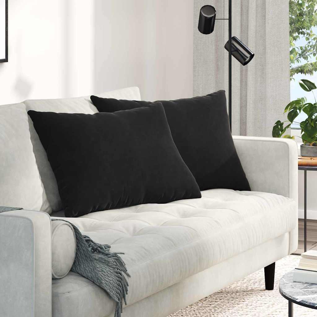 Sofapuder 2 stk Sort 70 x 50 cm Velourstof billede