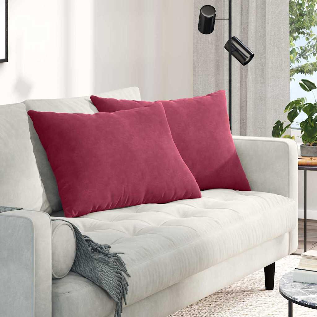 Sofapuder 2 stk Vinrød 70 x 50 cm Velourstof billede
