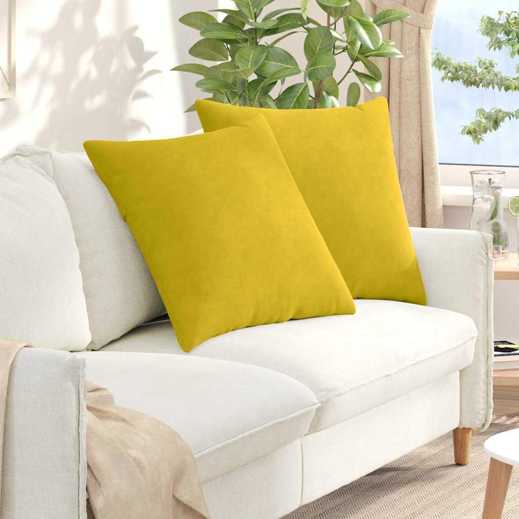 Sofapuder 2 stk Gul 60 x 60 cm Velourstof billede