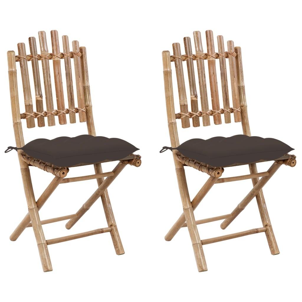 Foldbare havestole 2 stk. med hynder bambus