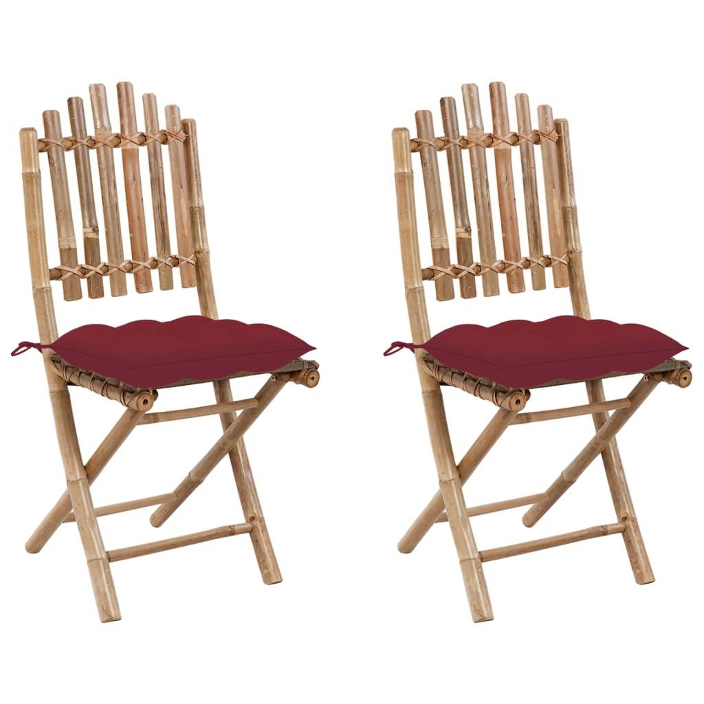 Foldbare havestole 2 stk. med hynder bambus