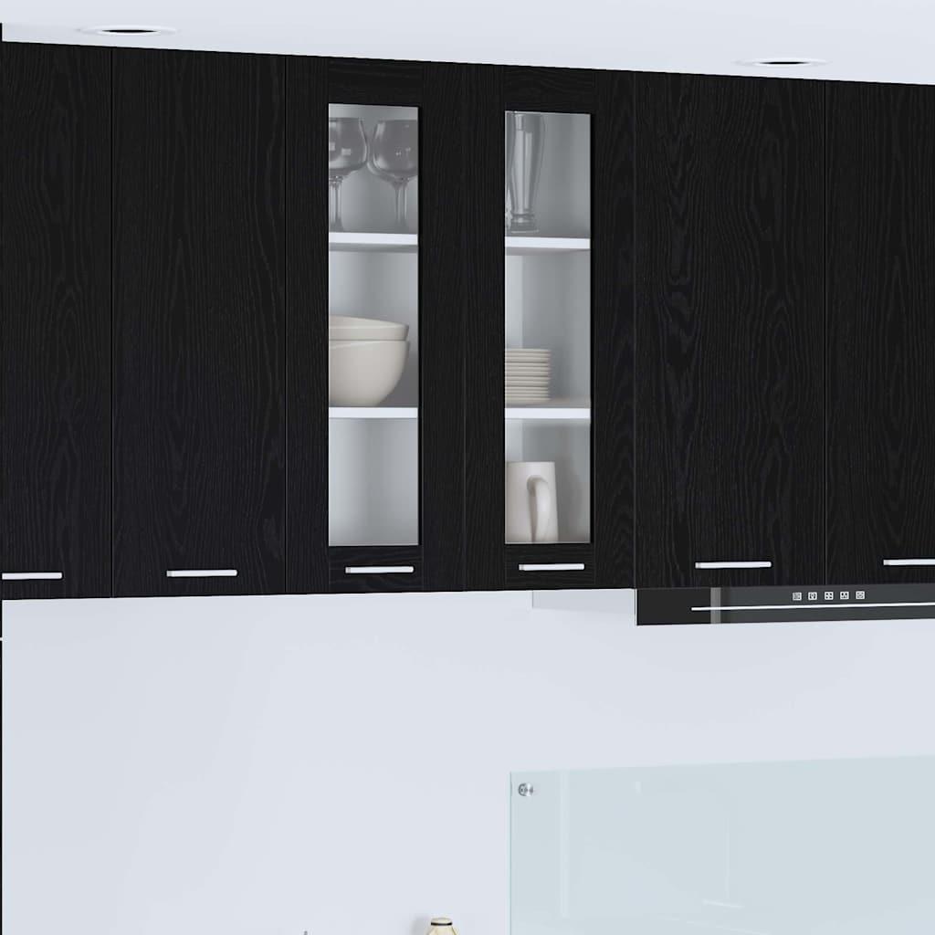 Hængeskab med dør Riga Sort eg 60 x 31 x 80 cm Konstrueret træ billede