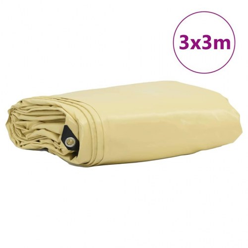 Tarpaulin 650g / m² Beige 3 x 3 m Lærred med PVC-belægning