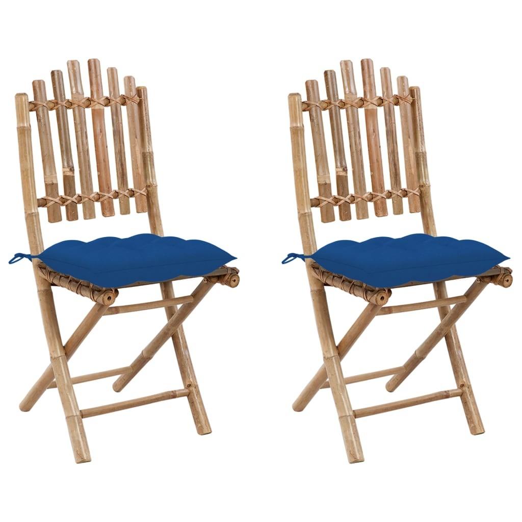 Foldbare havestole 2 stk. med hynder bambus