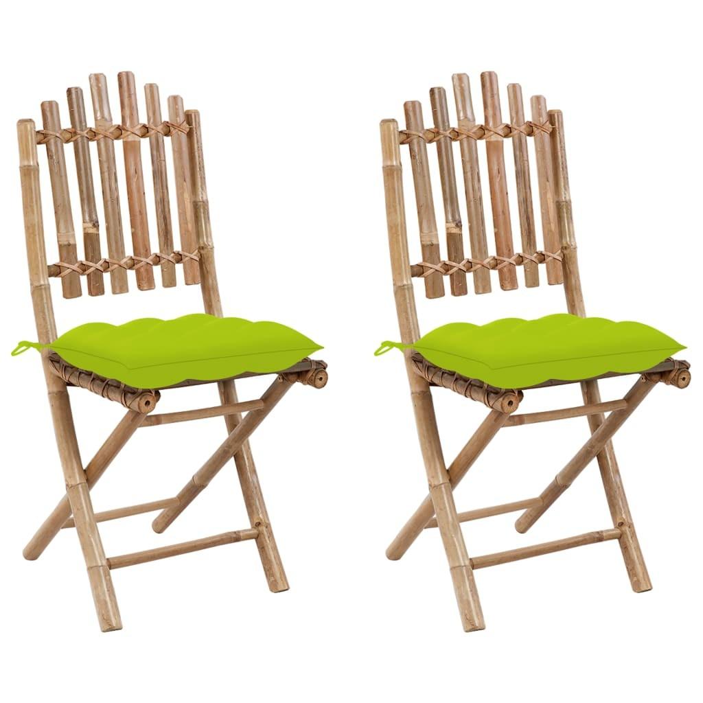Foldbare havestole 2 stk. med hynder bambus