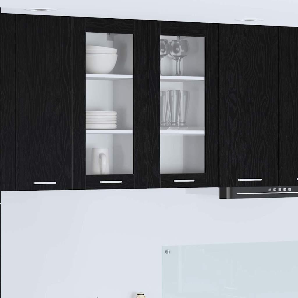 Hængeskab med dør Riga Sort eg 40 x 31 x 80 cm Konstrueret træ billede