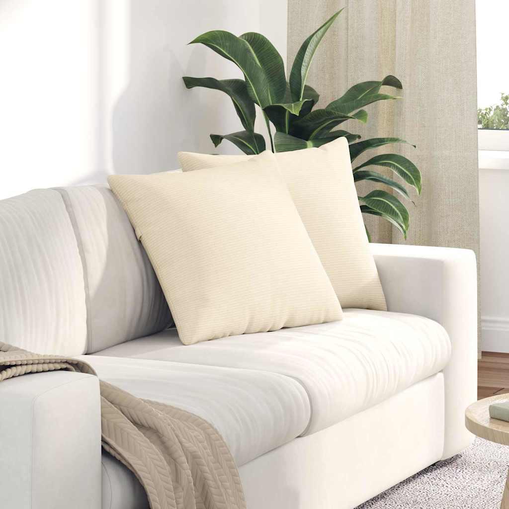 Sofapuder 2 stk Creme 50 x 50 cm Velourstof billede