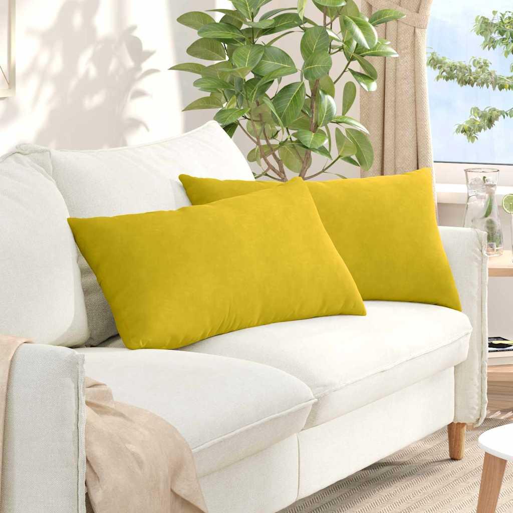 Sofapuder 2 stk Gul 80 x 40 cm Velourstof billede