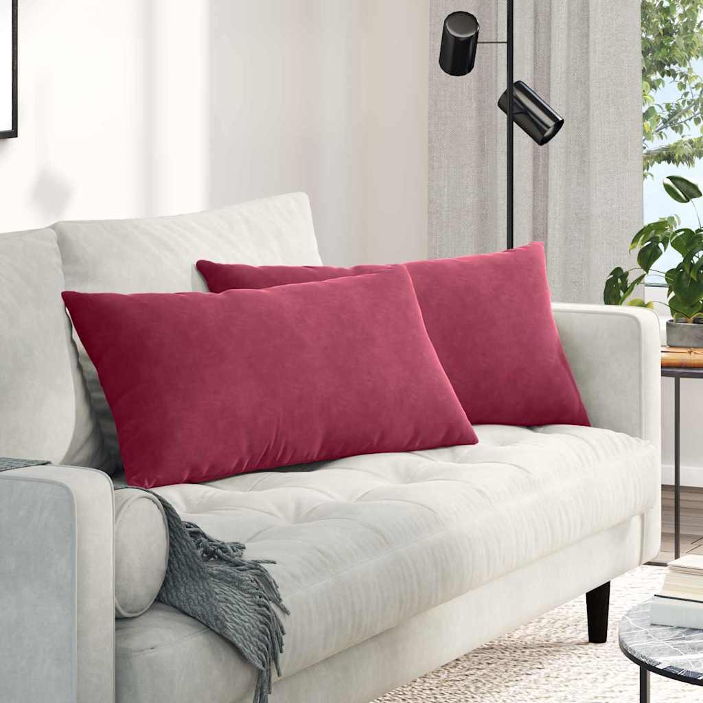 Sofapuder 2 stk Vinrød 80 x 40 cm Velourstof billede