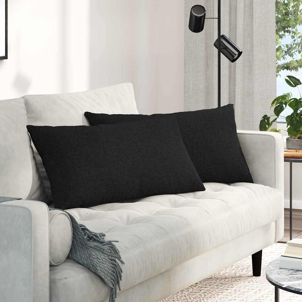 Sofapuder 2 stk - sort stof, 80 × 40 cm billede