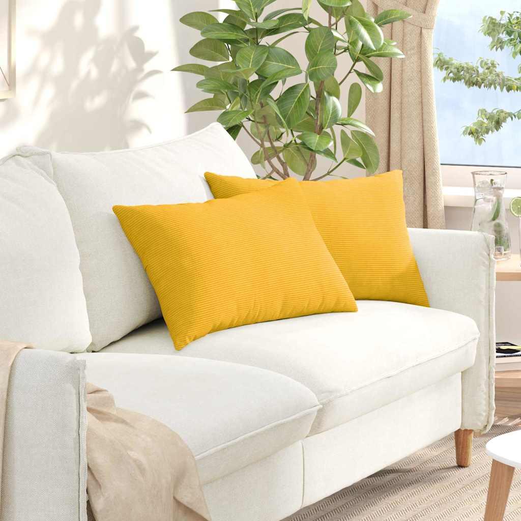 Sofapuder 2 stk Lys Gul 60 x 40 cm Velourstof billede