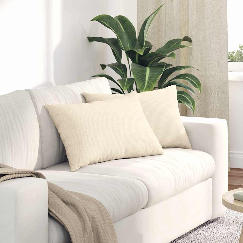 Sofapuder 2 stk Creme 60 x 40 cm Velourstof billede
