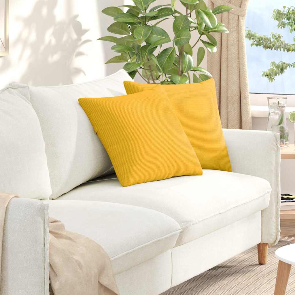 Sofapuder 2 stk Lys Gul 45 x 45 cm Velourstof billede