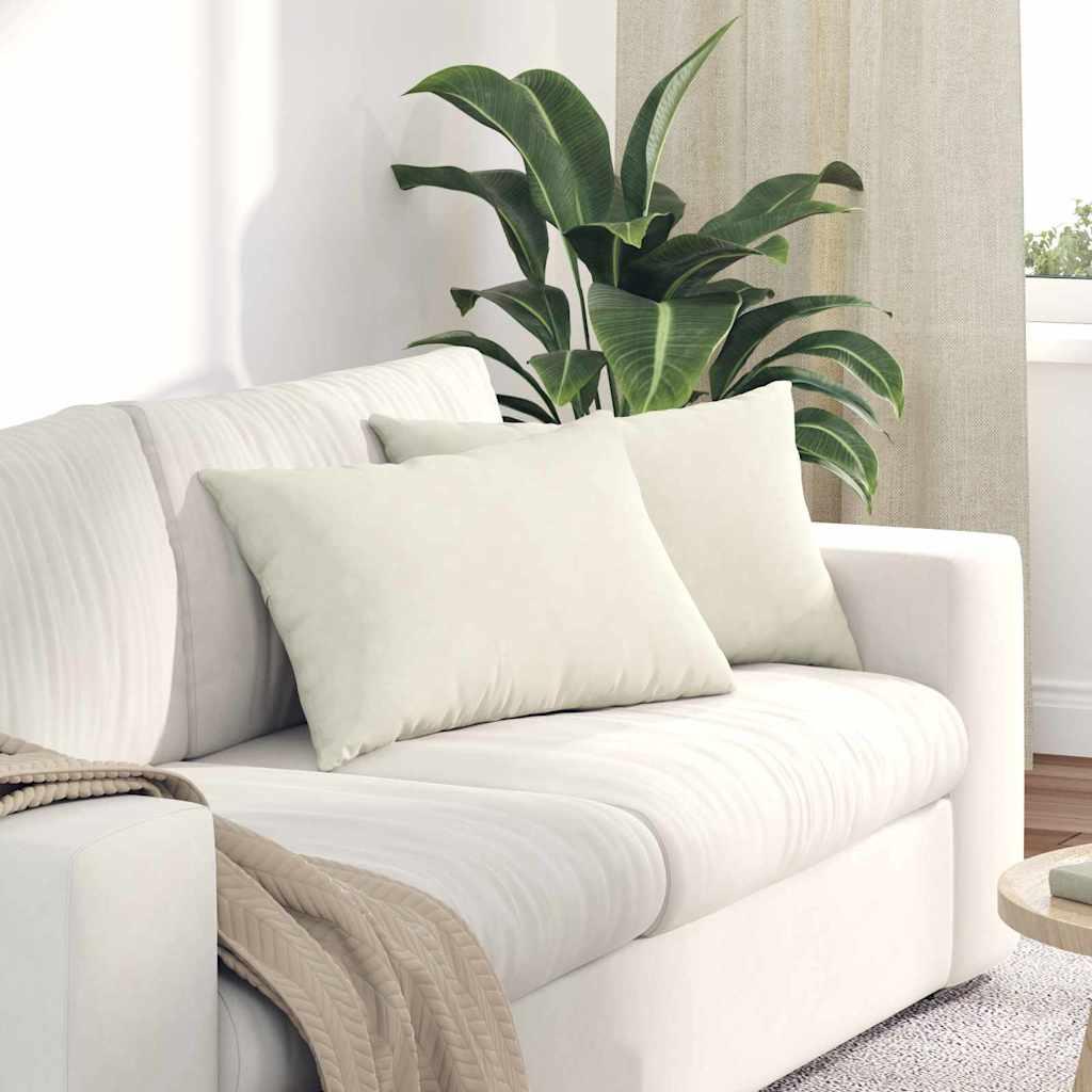 Sofapuder 2 stk Creme 60 x 40 cm Velourstof billede