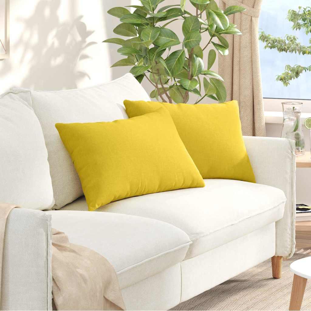 Sofapuder 2 stk Lysegul 40 x 60 cm Stof billede