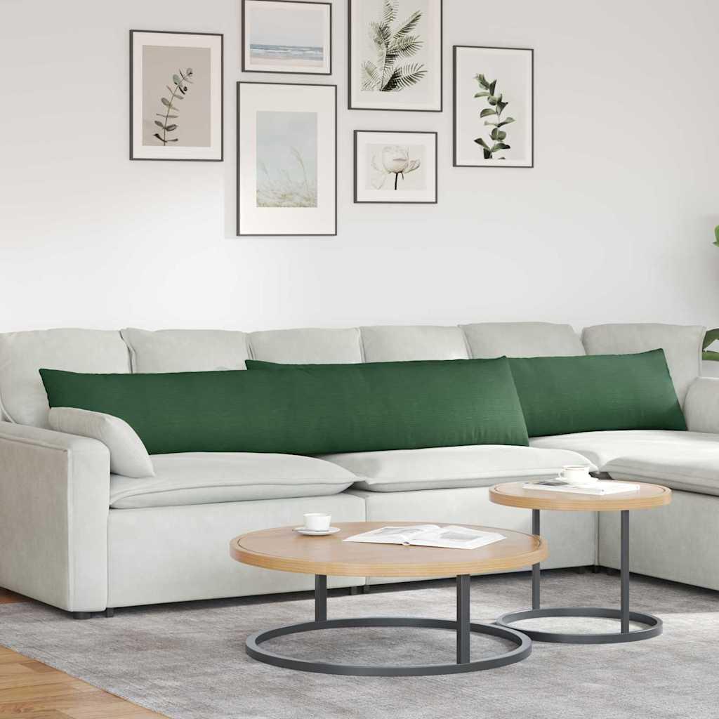 Sofapuder 2 stk Mørkegrøn 200 x 40 cm Velourstof billede