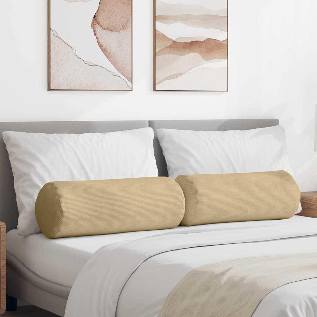 Bolsterpuder 2 stk Grågrøn Ø 25 x 70 cm Velourstof billede