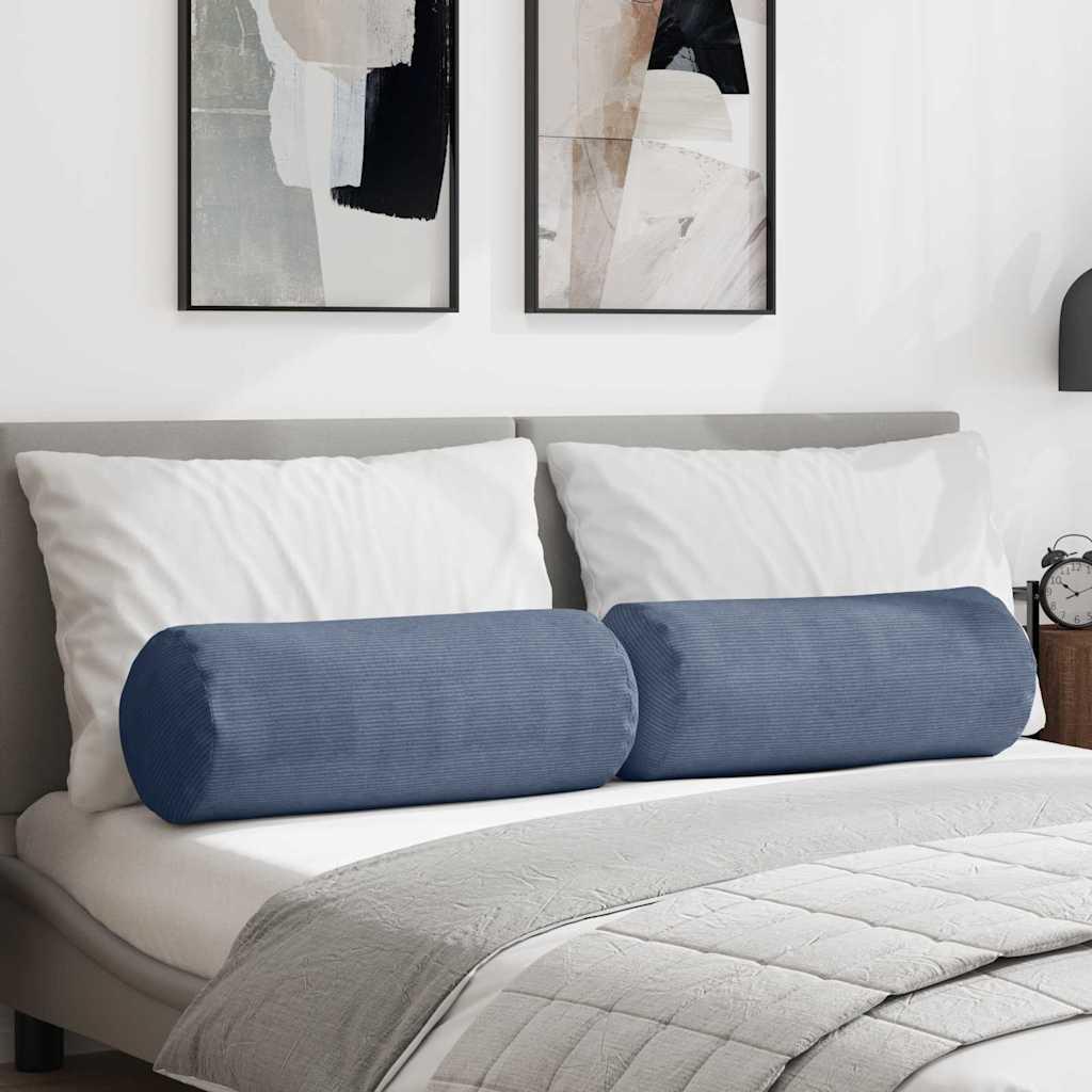 Bolsterpuder 2 stk Blå Ø 25 x 70 cm Velourstof billede