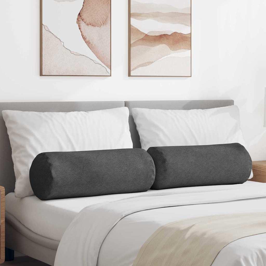 Bolsterpuder 2 stk Mørkegrå Ø 25 x 70 cm Velourstof billede