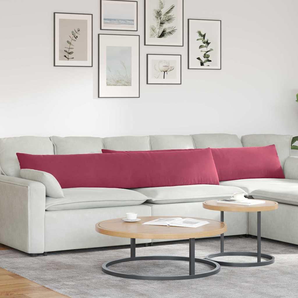 Sofapuder 2 stk Vinrød 200 x 40 cm Velourstof billede
