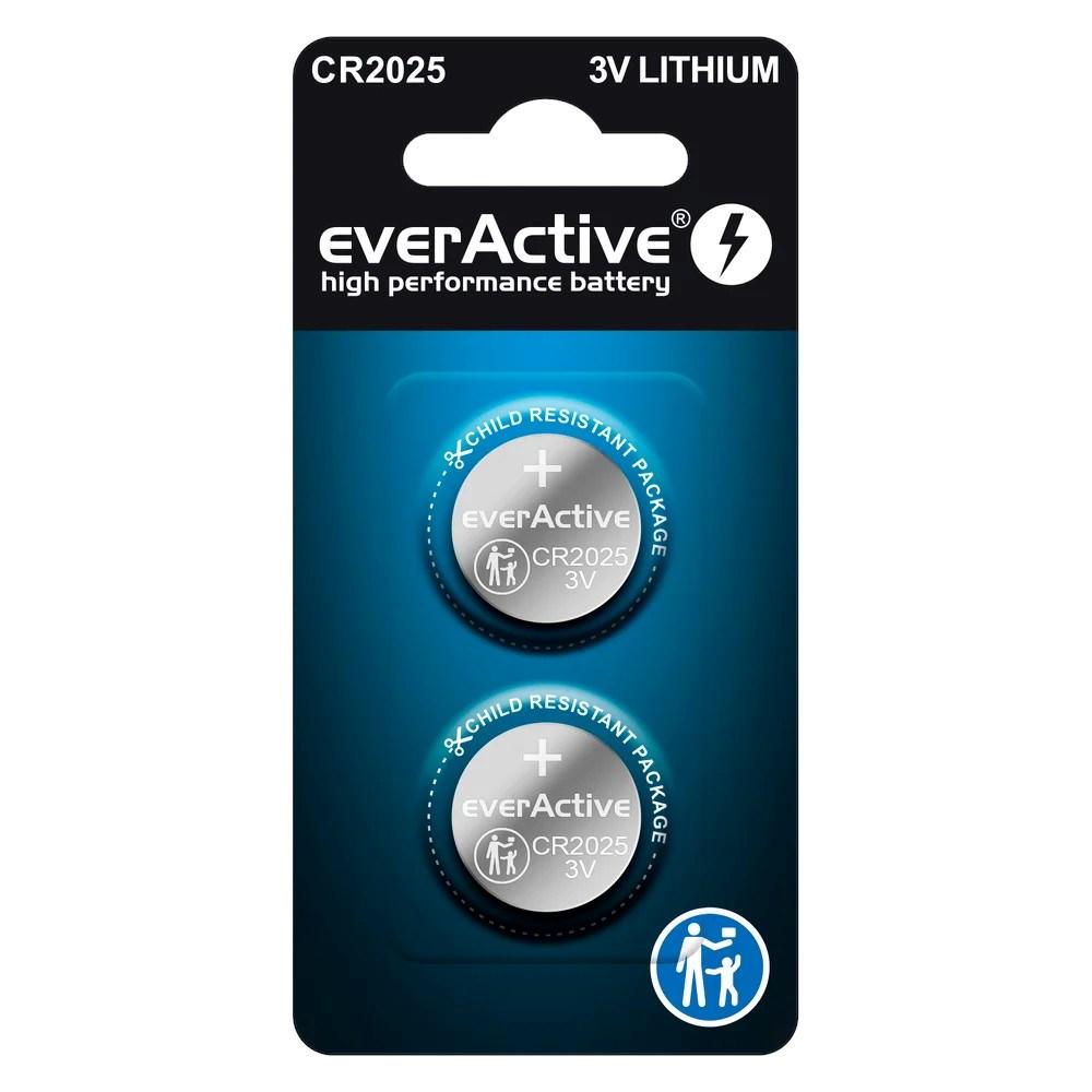 Knappcelle batteri CR2025 3V – everActive, 2-pak billede