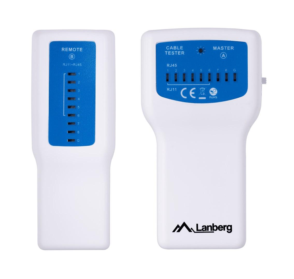 Netværkskabel tester Lanberg NT-0402 - PoE tester, RJ-11/RJ-45, blå/hvid