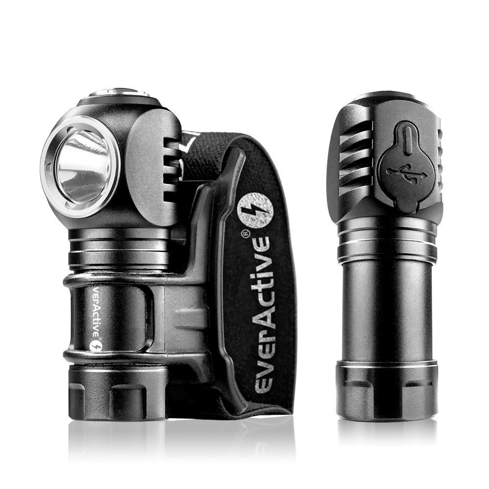 Pandelygte med LED – everActive FL-55R genopladelig lommelygte/pandelygte 500 lm billede