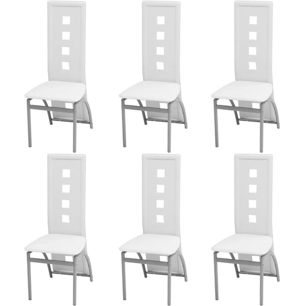 Spisebordsstole 6 stk. kunstlæder hvid
