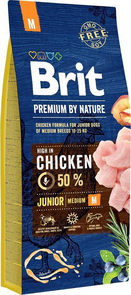 Hundefoder tørfoder Brit Premium by Nature Junior Medium Kylling 15 kg billede