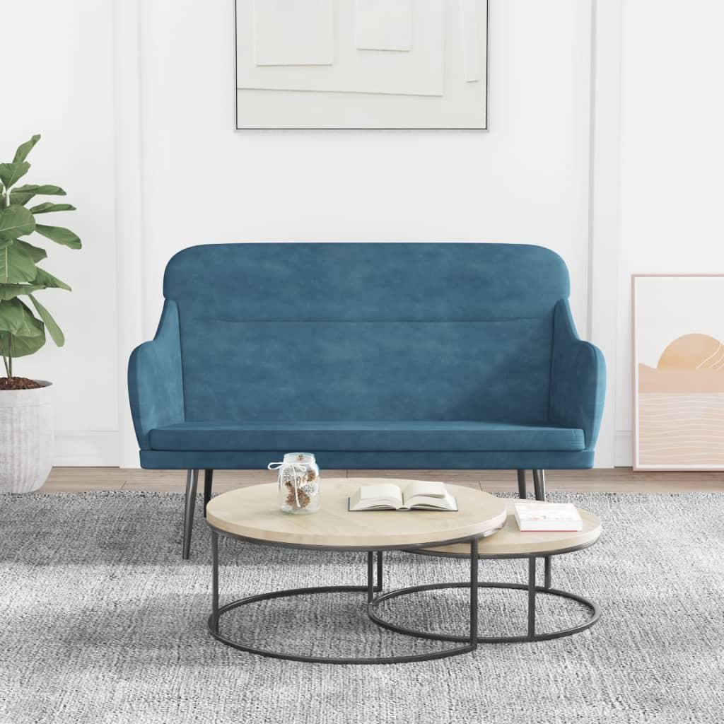 Bænk 110x76x80 cm velour blå billede