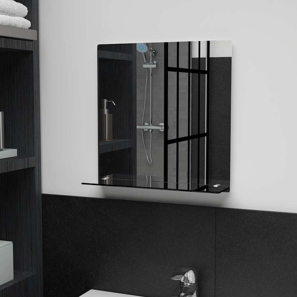 Vægspejl med hylde 40x40 cm hærdet glas billede