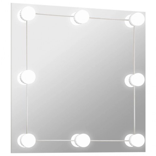 Vægspejl med LED-lys - firkantet glas, 60 × 60 cm