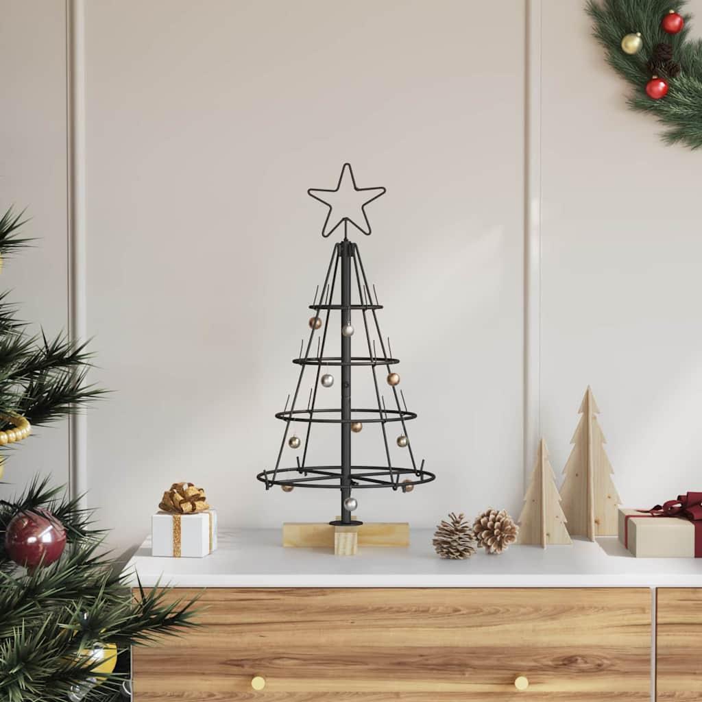 Juletræ med Kegle med stativ Sort 60 cm Stål billede