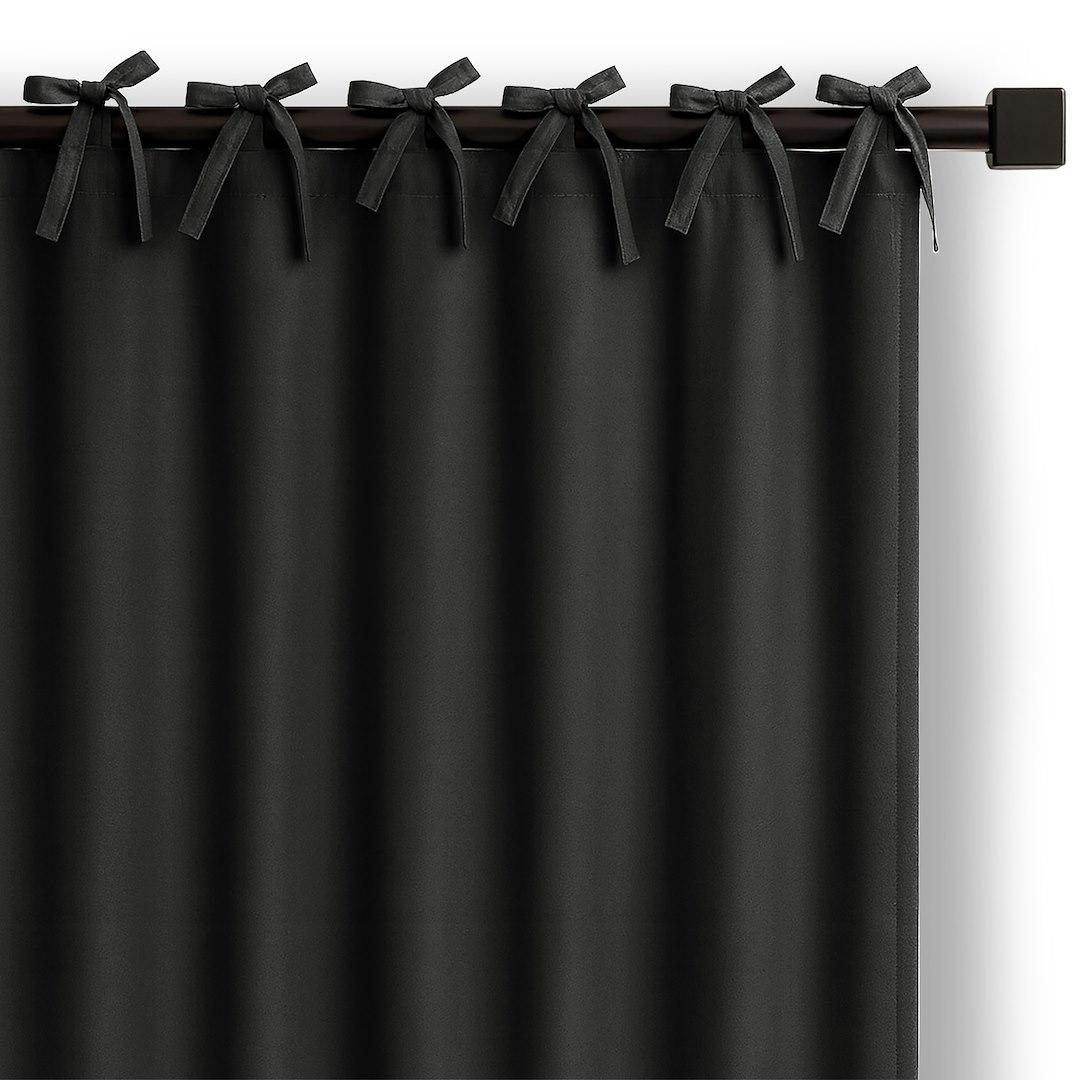 Mørklægningsgardin med bindebånd CARLI - sort, 140×250 cm billede