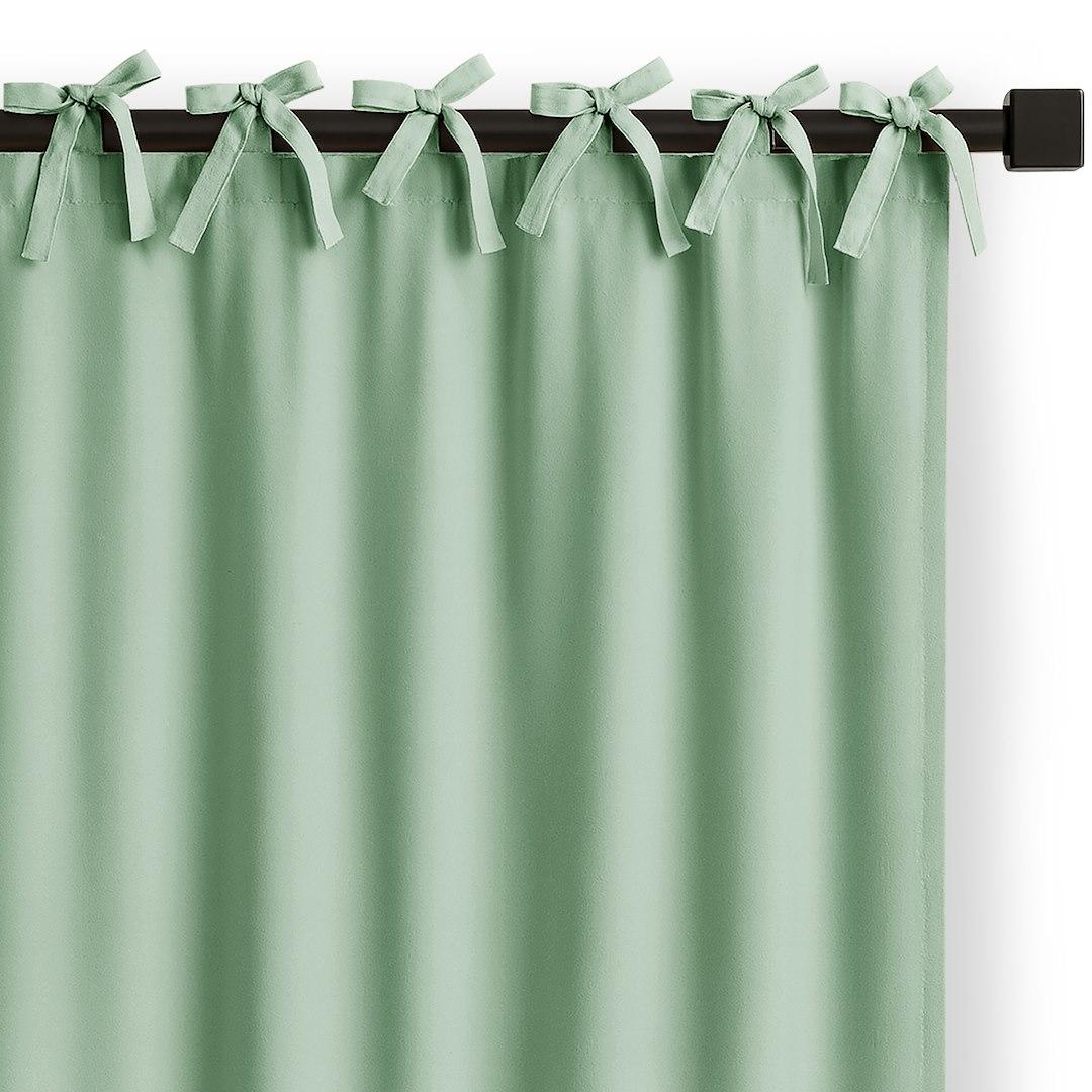Gardin med bindebånd RESTILO Carli - mintgrøn, oxford, 140×250 cm billede