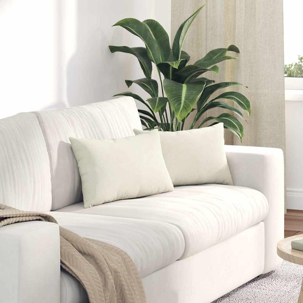 Sofapuder 2 stk Creme 50 x 30 cm Velourstof billede