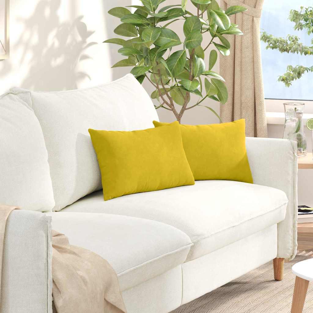 Sofapuder 2 stk Gul 50 x 30 cm Velourstof billede