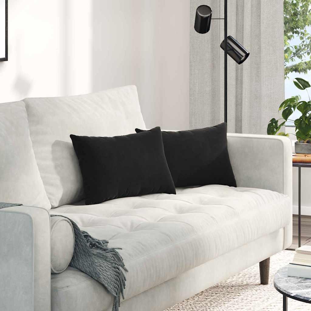 Sofapuder 2 stk Sort 50 x 30 cm Velourstof billede