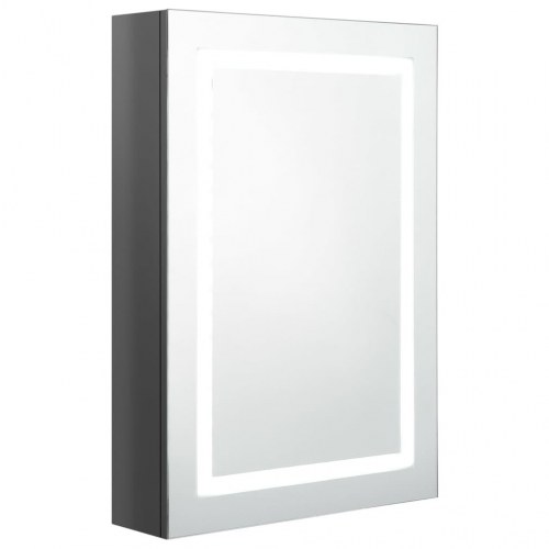 LED-spejlskab til badeværelse 50×13×70 cm - blank grå