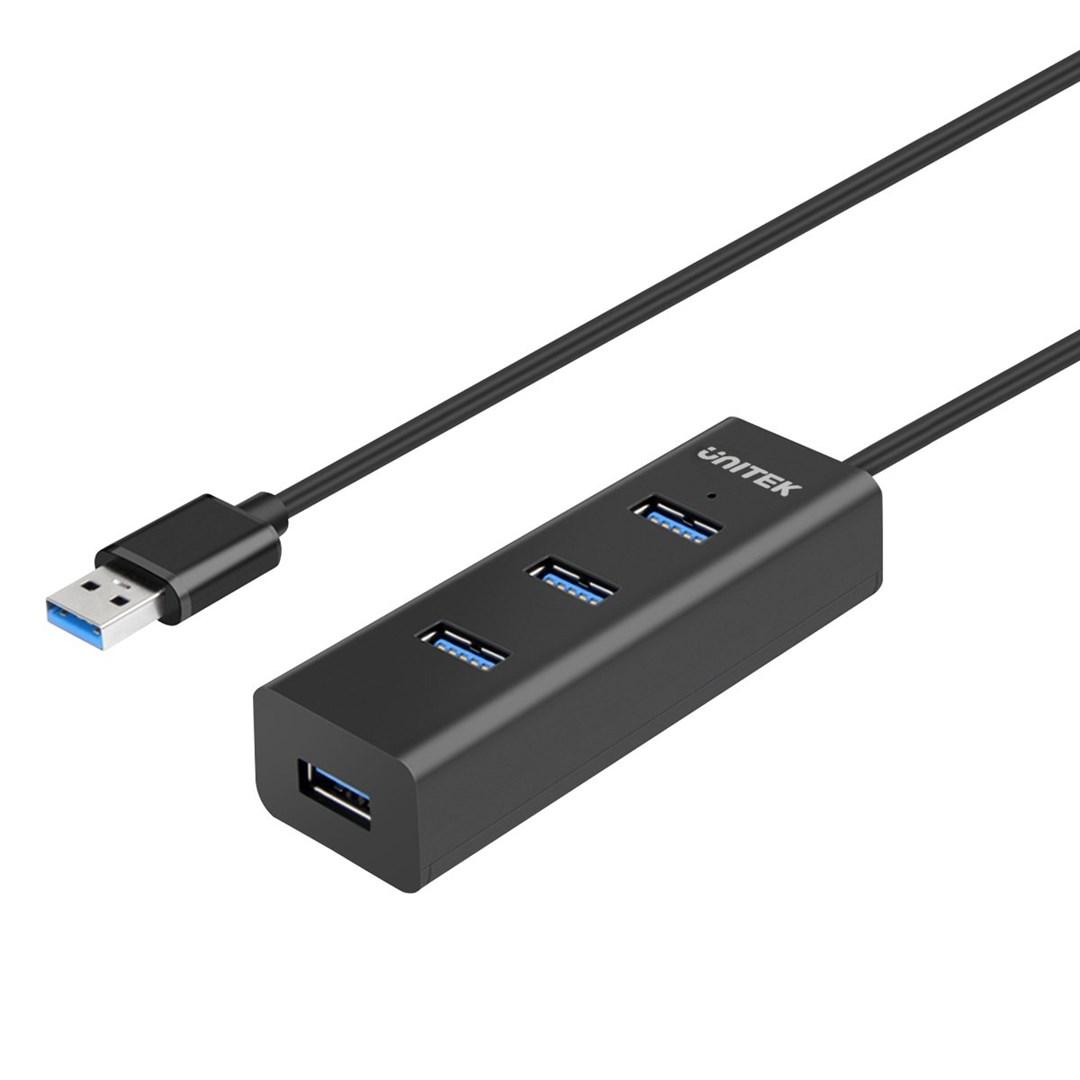 USB hub 4-porte – UNITEK Y-3089V01, USB 3.2 Gen 1, 1,2 m, sort billede