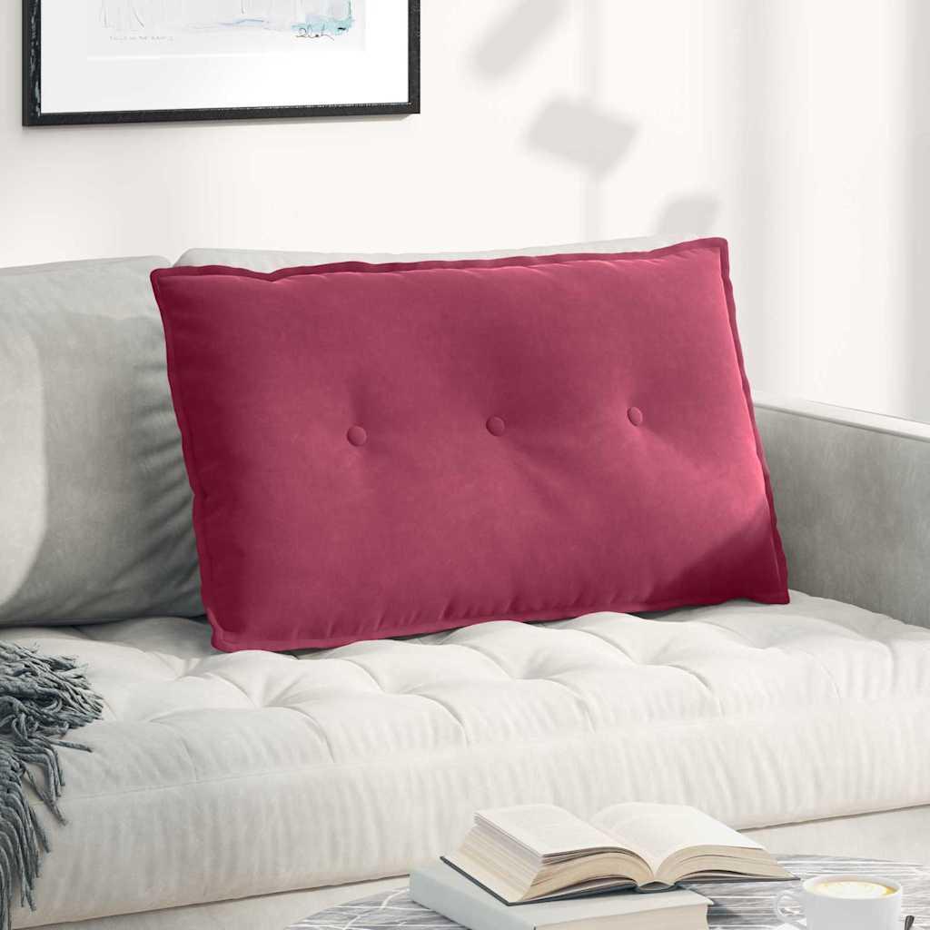 Rygpude Vinrød 80 x 50 cm Velourstof billede