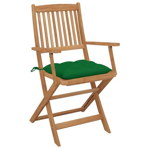 Foldbare havestole 2 stk. med hynder massivt akacietræ