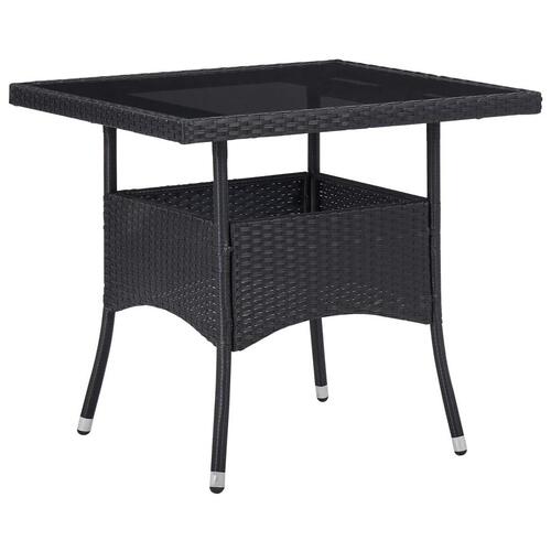 Spisebordssæt til haven 5 dele polyrattan og glas sort