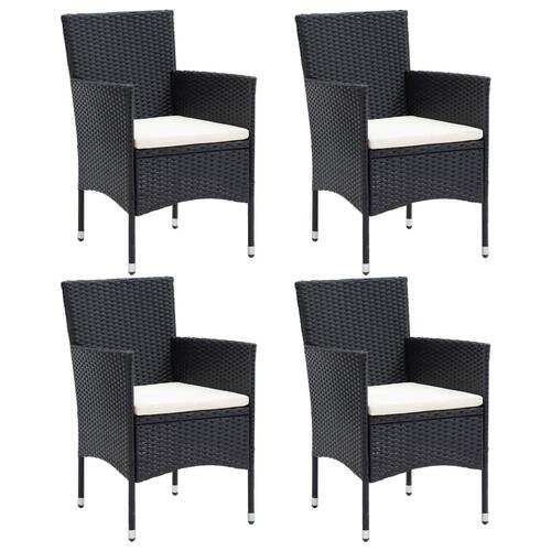 Spisebordssæt til haven 5 dele polyrattan og glas sort