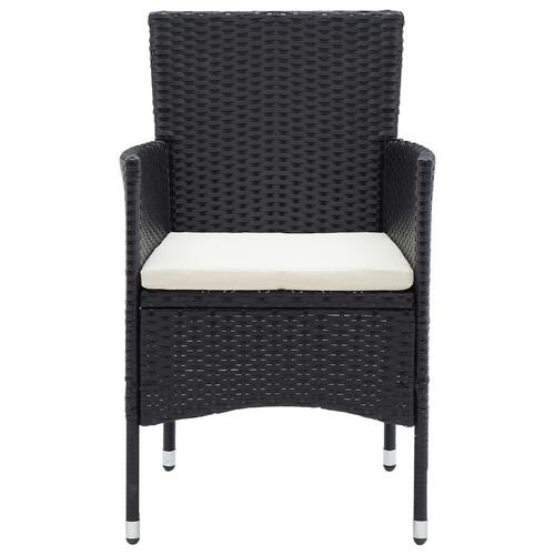Spisebordssæt til haven 5 dele polyrattan og glas sort
