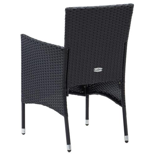 Spisebordssæt til haven 5 dele polyrattan og glas sort
