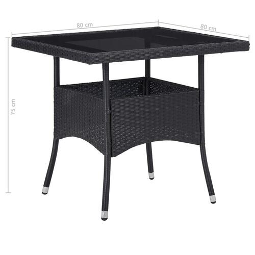 Spisebordssæt til haven 5 dele polyrattan og glas sort