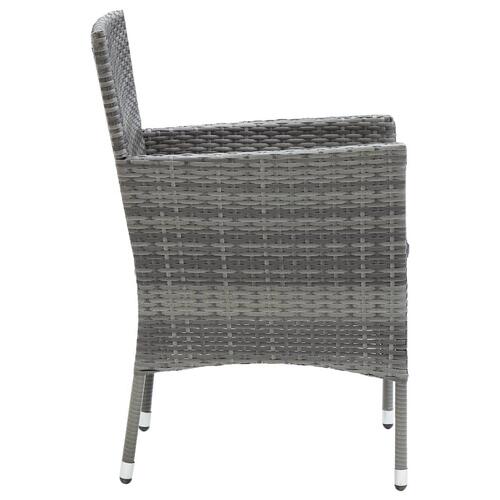 Spisebordssæt til haven 5 dele polyrattan og glas grå