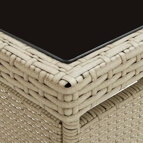 Spisebordssæt til haven 5 dele polyrattan og glas beige