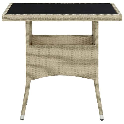 Spisebordssæt til haven 5 dele polyrattan og glas beige